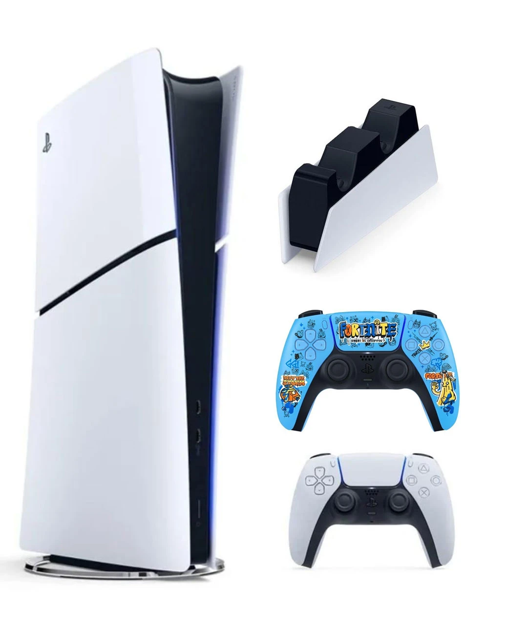 SONY PS5 PLAYSTATİON 5 SLİM DİJİTAL 1TB + 2.KOL FORTNİTE LİMİTED EDİTİON + SONY DUALSENSE CHARGİNG STATİON