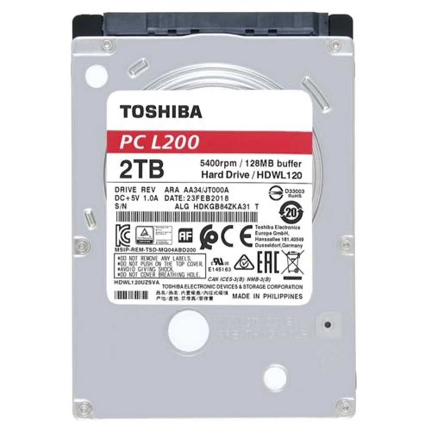 TOSHIBA 2.5 2TB L200 128MB 5400 RPM NOTEBOOK HDD