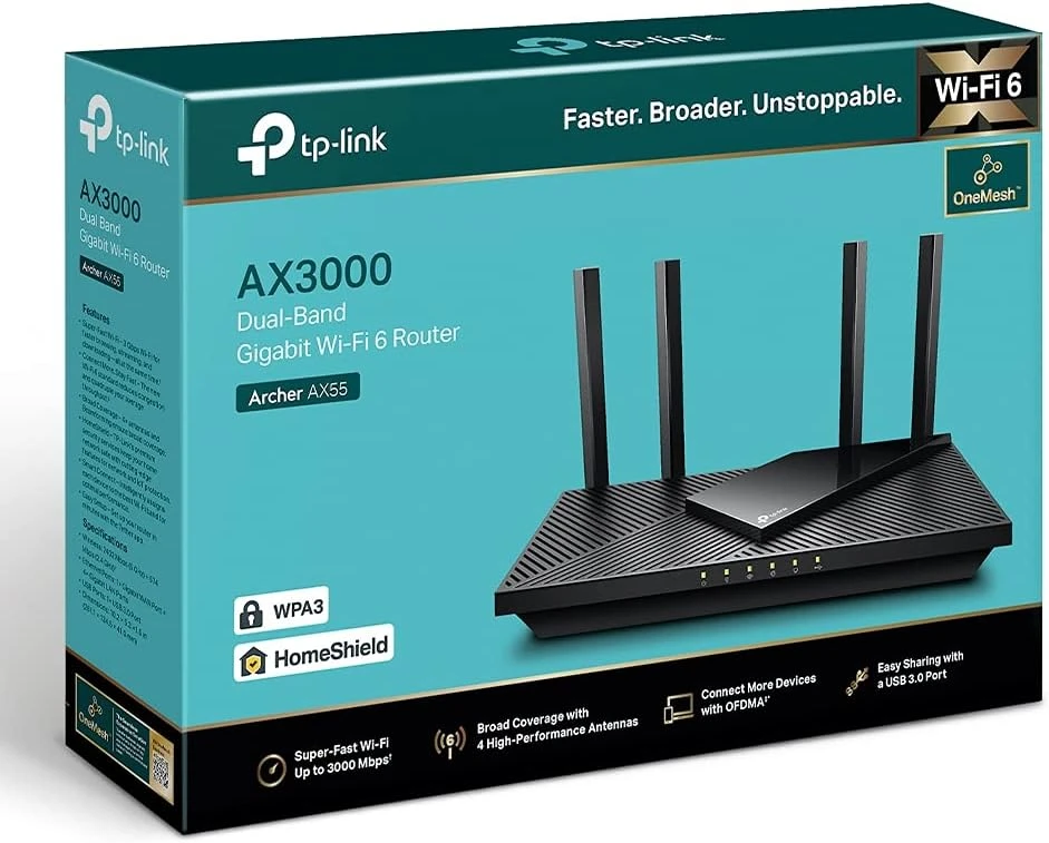 TP-Link Archer AX55 AX3000 4 Port 3000 Mbps Router