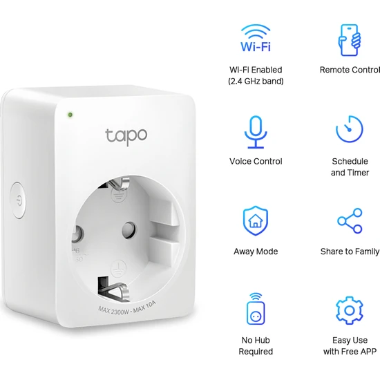 TP-LİNK TAPO P100 MİNİ Wİ-Fİ AKİLLİ PRİZ (TEKLİ)