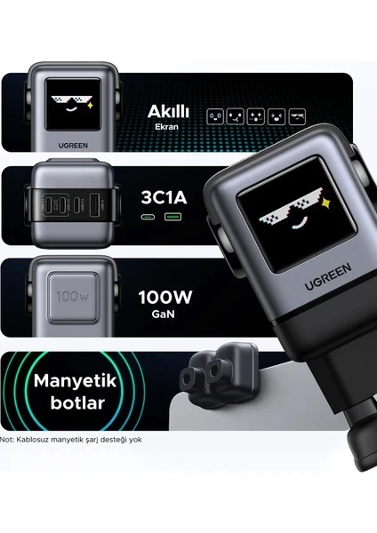 Ugreen Nexode Robot 45515B 100 W Hızlı Şarj Adaptörü