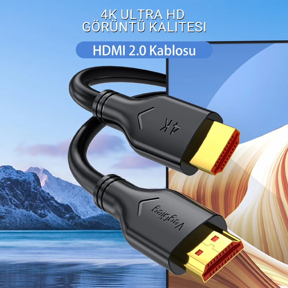 Veggieg V-H110 18Gbps HDR 4K 60Hz 3D Destekli HDMI 2.0 Kablo 10 Metre