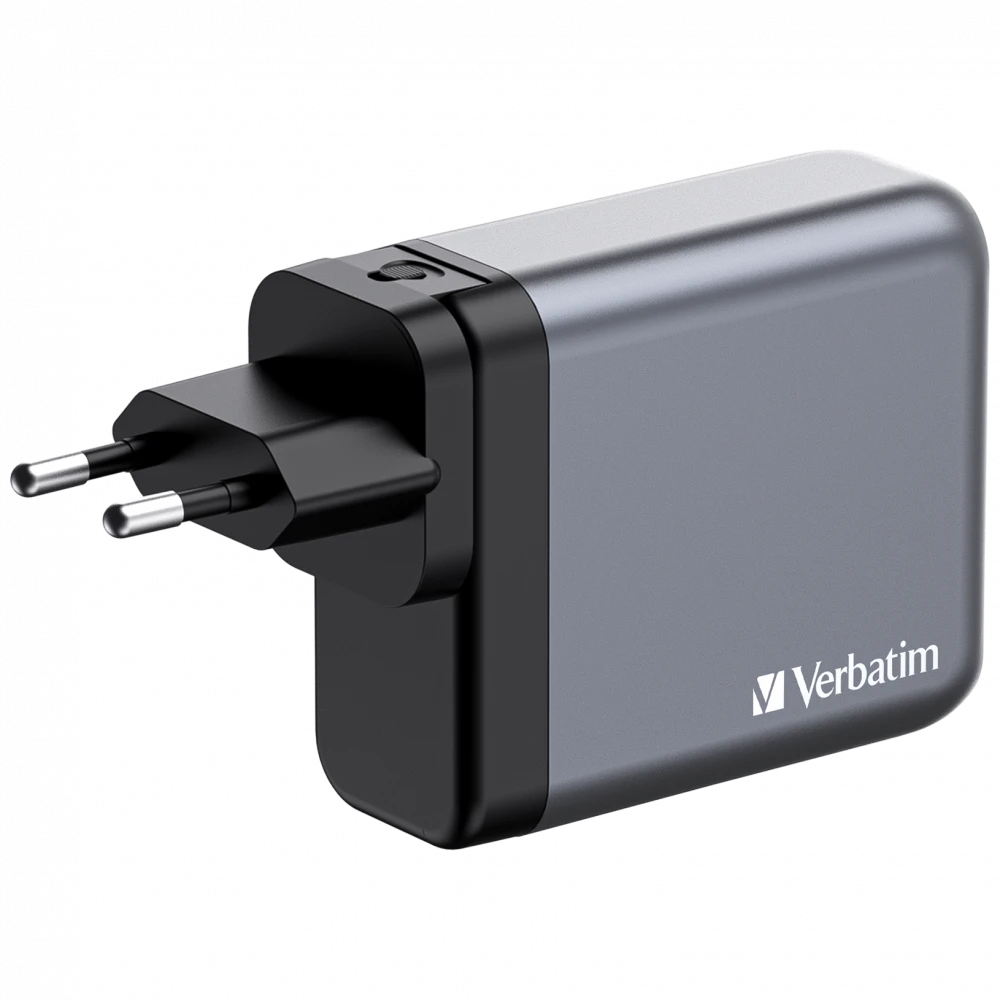 VERBATİM 140W 4 PORTLU GAN DUVAR ŞARJ CİHAZI 2 X USB-C® PD 140W / 1 X USB-C® PD 20W / 1 X USB-A QC 3.0