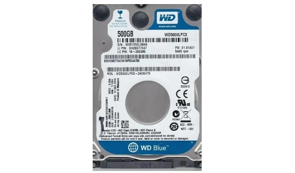 WESTERN DIGITAL BLUE WD5000LPCX SATA 3.0 5400 RPM 2.5" 500 GB HARDDİSK