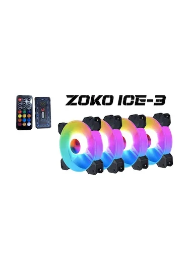 ZOKO ICE-3 4X12CM  ARGB KUMANDALI FAN SETİ