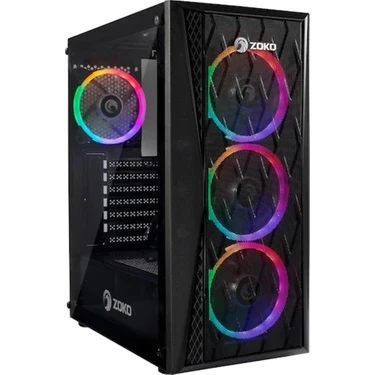Zoko Melody 4x12 CM Rainbow Fanlı Temperli Cam Gaming Bilgisayar Kasası