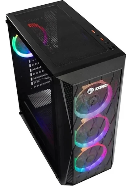 Zoko Melody 4x12 CM Rainbow Fanlı Temperli Cam Gaming Bilgisayar Kasası