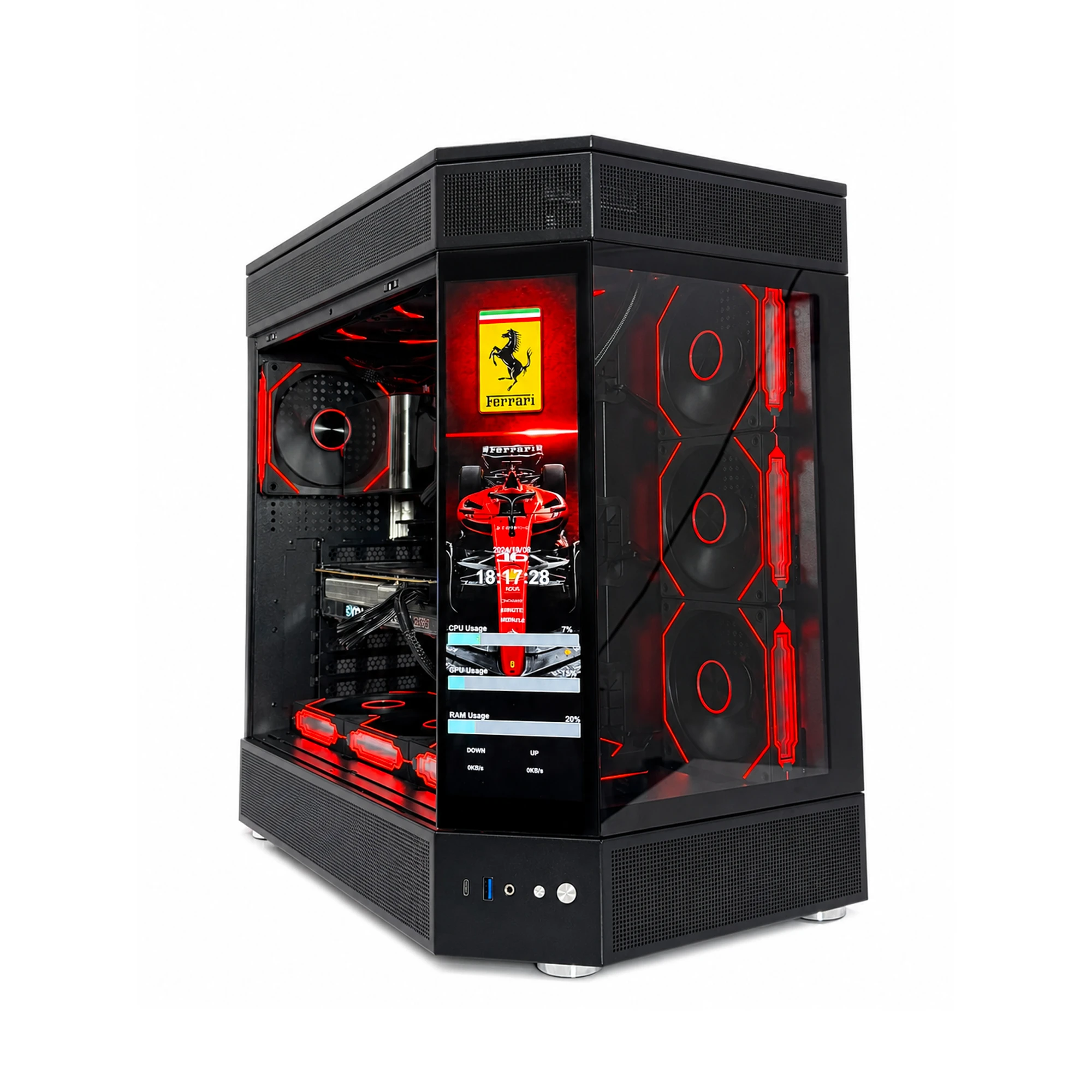 Zoko Tank Special Edition Siyah 12.6″ Özelleştirilebilir Ekranlı 7×12 cm ARGB Fanlı ATX Gaming Akvaryum Kasa