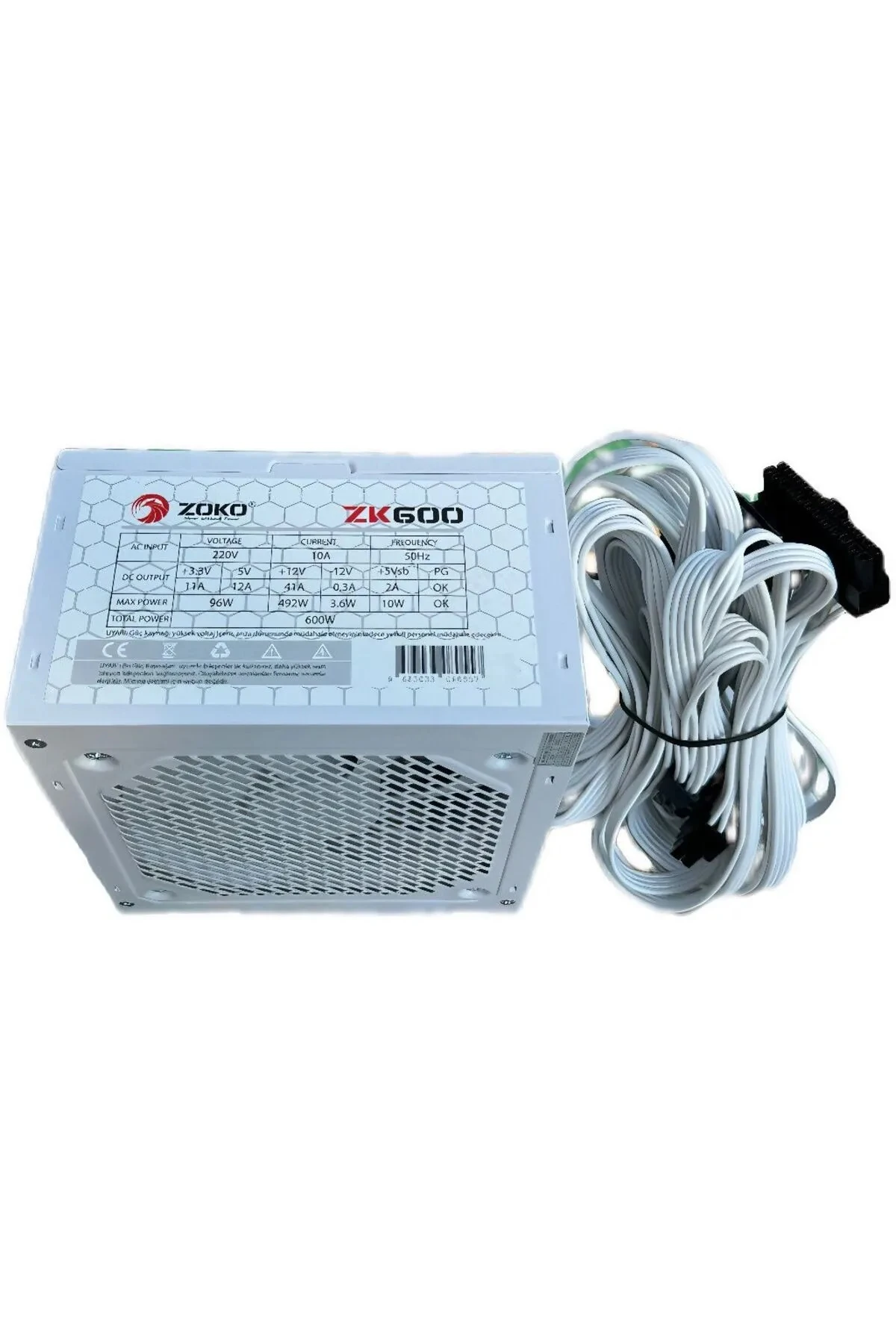 Zoko ZK600 600w 12 Cm Fanlı Beyaz Güç Kaynağı