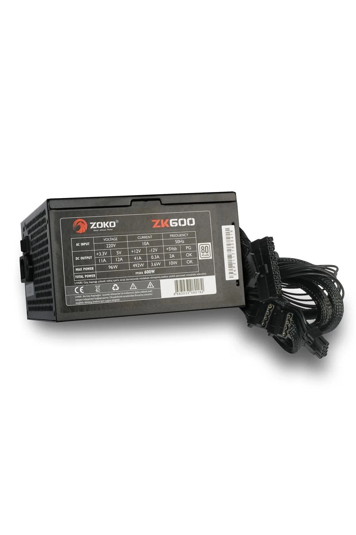 Zoko ZK600 600w 12 Cm Fanlı Siyah Güç Kaynağı