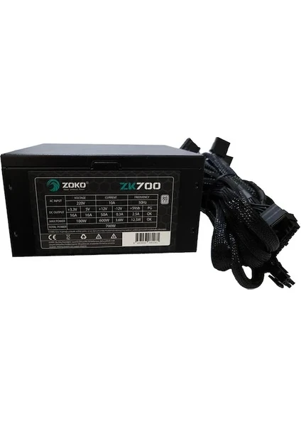 Zoko ZK700 Extreme 700W 80+ 14 CM Fanlı Güç Kaynağı