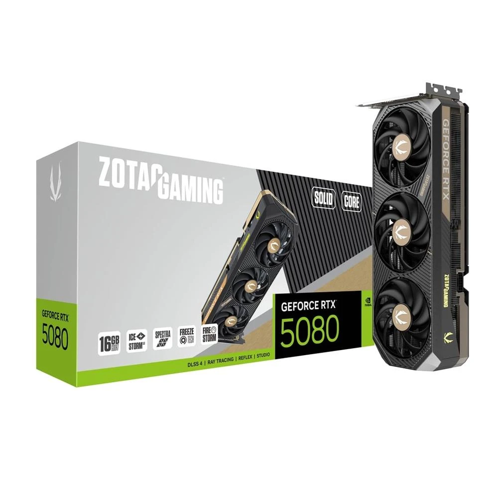 ZOTAC GeForce RTX 5080 GAMING SOLID CORE 16GB GDDR7 256Bit DLSS 4 Ekran Kartı