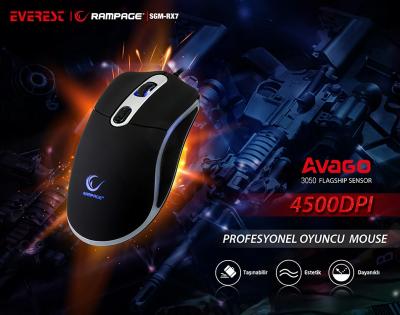 Everest Rampage SGM-RX7 Usb Siyah 4500 DPI Gaming Mouse Pad ve Oyuncu Mouse