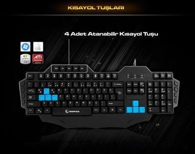 Everest Rampage KB-R01 Siyah USB Makro Tuşlu Oyun Q Multimedia Klavye