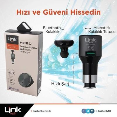 LINKTECH HC20 MONO BLUETOOTH HEADSET CAR CHARHER 2.4A ARAÇ İÇİ ŞARJ