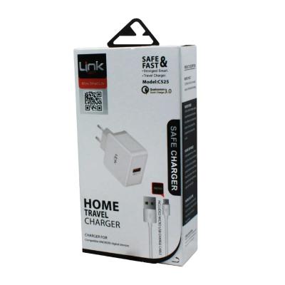 LINKTECH C525 SAFE MİCRO USB HIZLI ŞARJ CİHAZI Q.C 3.0 BEYAZ