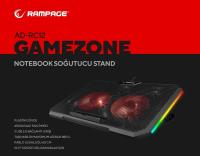 ADDİSON RAMPAGE AD-RC12 GAMEZONE SİYAH 2 FAN 2 USB RGB IŞIKLI 15"-17" NOTEBOOK SOĞUTUCU STAND