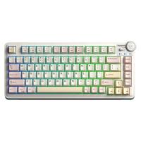 Aula AU75 3 Modlu Mekanik Gaming Kablosuz Klavye RGB TKL Bloomfield Switch Hot Swap Makrolu Oyuncu Klavyesi Krem