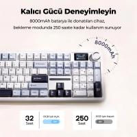 Aula F108 Pro Ekranlı Mekanik Klavye Reaper Switch RGB Hot Swap 8000mAh Makrolu Oyuncu Klavyesi Mavi