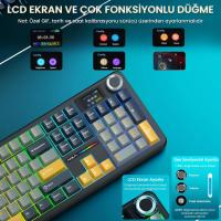 Aula F108 Pro Ekranlı Mekanik Klavye Reaper Switch RGB Hot Swap 8000mAh Makrolu Oyuncu Klavyesi Siyah