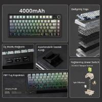 Aula F75 Max Mekanik RGB TKL Reaper Switch Kablosuz Makrolu Hot Swap Klavye Desenli Gri