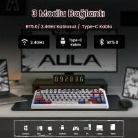 Aula F75 Mekanik Kablosuz Oyuncu Klavyesi RGB TKL Reaper Switch Hot Swap Makrolu Comic Karikatür Tasarım