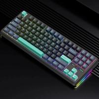 Aula F87 PRO Mekanik RGB TKL GrayWood V4 Switch Kablosuz Makrolu Hot Swap Klavye Siyah