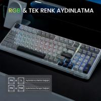Aula F99 Pro 3 Modlu RGB Hot Swap Mekanik Nimbus V3 Switch Kablosuz Makrolu Gaming Klavye Gradyan Mavi