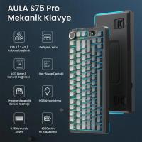 Aula S75 Pro Mekanik RGB TKL Seiya Switch Kablosuz Makrolu Hot Swap Klavye Gradyan Gri