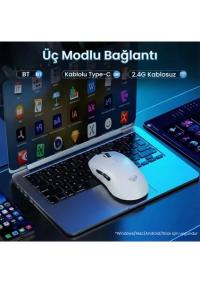 Aula SC900 Pro Beyaz Şarjlı Optik Kablolu/Kablosuz Oyuncu Mouse