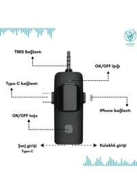 F11-2 Profesyonel 2 Lİ Kablosuz Yaka Mikrofonu 3in1 Mikrofon Type-C/Lightning/Jack