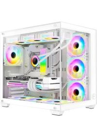 GAMETECH PRİME V2 RGB TUŞ KONTROLLÜ 7X120 MM FAN OYUNCU KASASI BEYAZ RENK