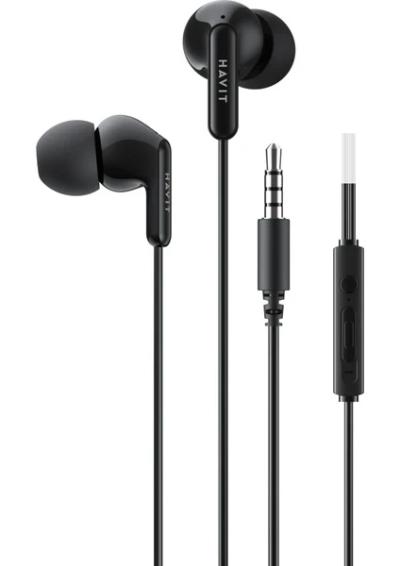 Havit E335P Kulak İçi Kablolu Mikrofonlu Kulaklık 3.5mm Jack 1.2m Kablo - Siyah