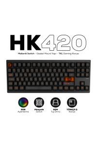 HK420 Mekanik Switch RGB Tri-Mode Kablosuz/Bluetooth TKL Gaming Klavye