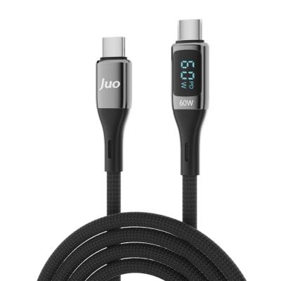 Juo 60W Dijital Led Ekranlı Örgülü USB Type-C to Type-C Hızlı Şarj ve Data Kablosu 2 Metre