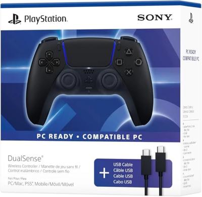 PlayStation PS5 DualSense Kablosuz Kumanda - Gece Siyahı + PC için USB Kablosu (ZCT2G)