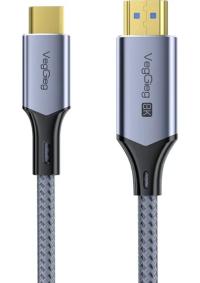 Veggieg USB-C to HDMI Kablo 8K@60Hz 4K@240Hz 48Gbps HDR 3D Destekli Örgülü Görüntü Aktarım Kablosu 2 Metre