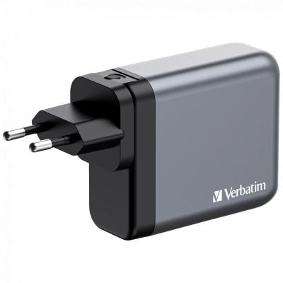 VERBATİM 140W 4 PORTLU GAN DUVAR ŞARJ CİHAZI 2 X USB-C® PD 140W / 1 X USB-C® PD 20W / 1 X USB-A QC 3.0