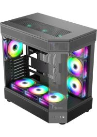 Zoko Tank 7x12 CM Kumandalı ARGB Fan Temper Camlı Oyuncu Bilgisayar Kasası Siyah